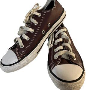 Converse All Star CTAS OX Leather Burgundy Youth Size 2 368067C EUC